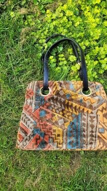 Mr. Mart Vintage Carpet Bag Bold Geometric Southwestern Aztec Inspired